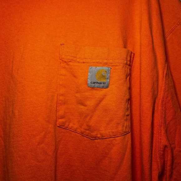 ✨Carhartt Men's Orange Original Fit Short Sleeve Pocket T-Shirt K87 Size 2XL‎ - Picture 2 of 4